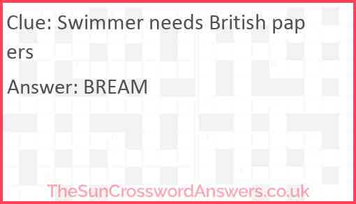 Swimmer needs British papers Answer
