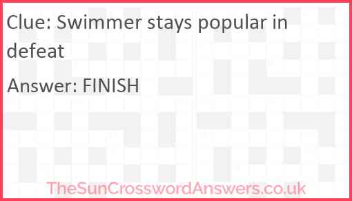 Swimmer stays popular in defeat Answer