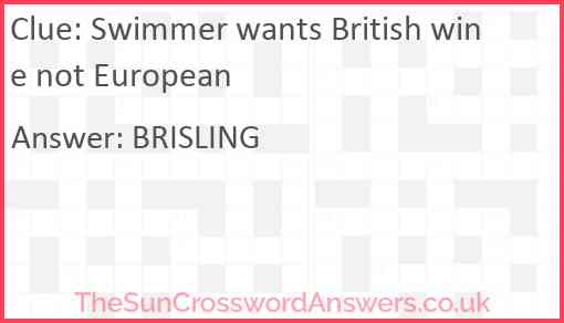 Swimmer wants British wine not European Answer