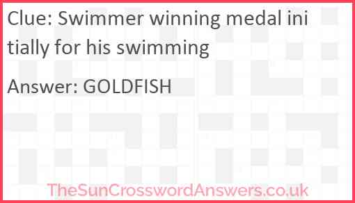 Swimmer winning medal initially for his swimming Answer