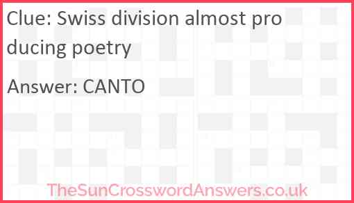 Swiss division almost producing poetry Answer