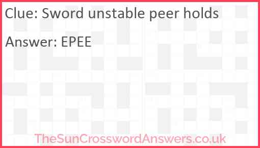 Sword unstable peer holds Answer