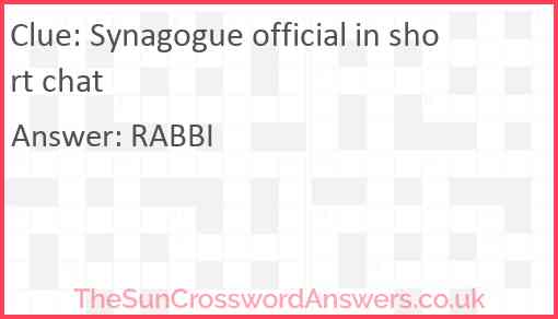 Synagogue official in short chat Answer