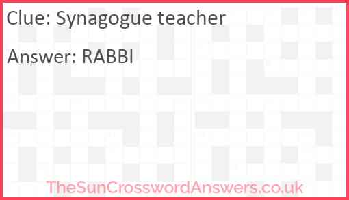 Synagogue teacher Answer