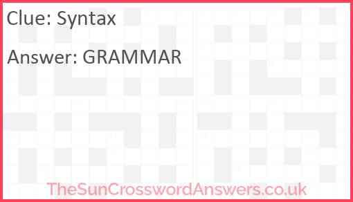 Syntax Answer