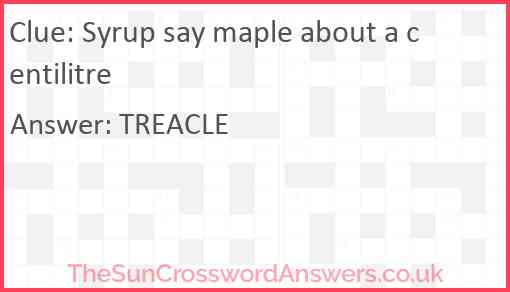 Syrup say maple about a centilitre Answer