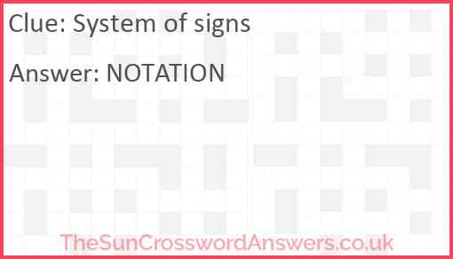 System of signs Answer