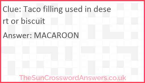 Taco filling used in desert or biscuit Answer
