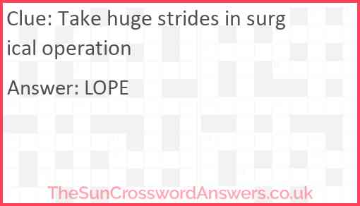 Take huge strides in surgical operation Answer