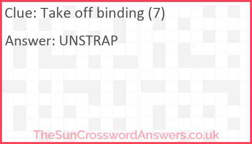 Take off binding (7) Answer