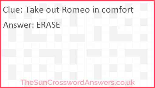 Take out Romeo in comfort Answer