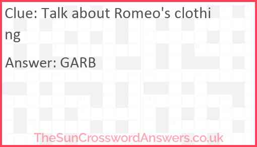 Talk about Romeo's clothing Answer
