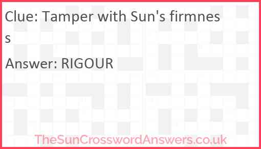 Tamper with Sun's firmness Answer