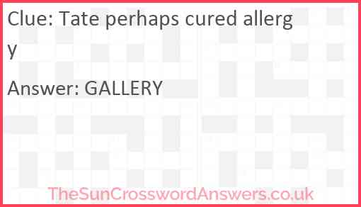 Tate perhaps cured allergy Answer