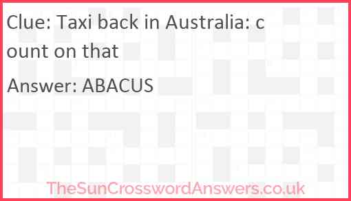 Taxi back in Australia: count on that Answer