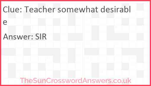 Teacher somewhat desirable Answer