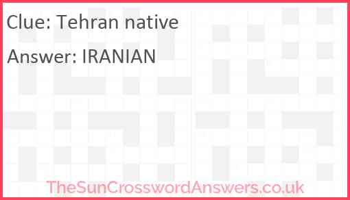 Tehran native Answer