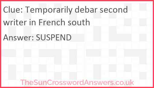 Temporarily debar second writer in French south Answer