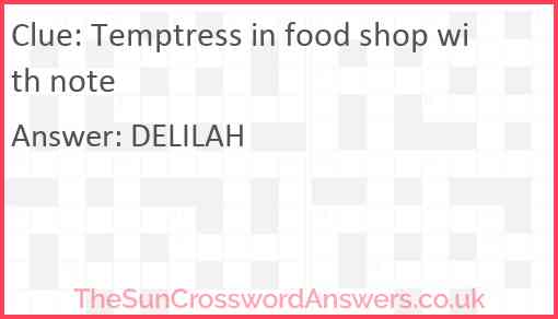 Temptress in food shop with note Answer