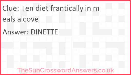 Ten diet frantically in meals alcove Answer