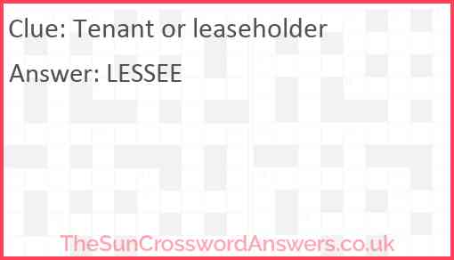 Tenant or leaseholder Answer