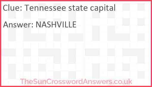 Tennessee state capital Answer