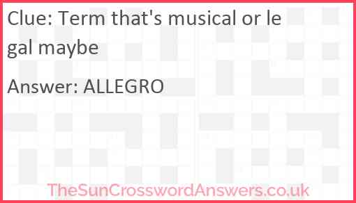 Term that's musical or legal maybe Answer
