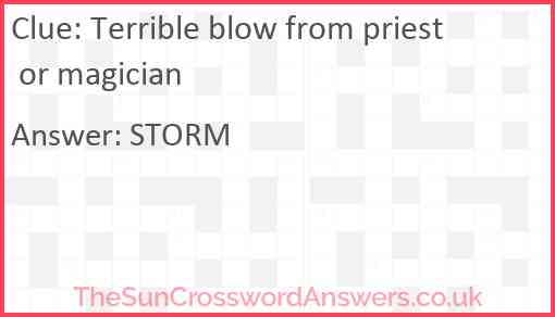 Terrible blow from priest or magician Answer