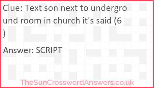 Text son next to underground room in church it's said (6) Answer