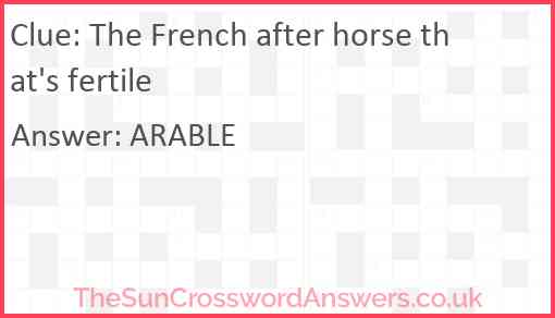 The French after horse that's fertile Answer