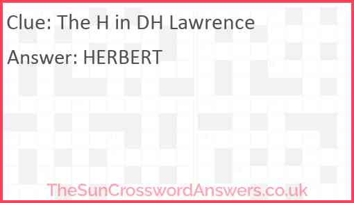 The H in DH Lawrence Answer