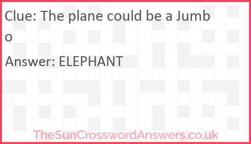 The plane could be a Jumbo Answer