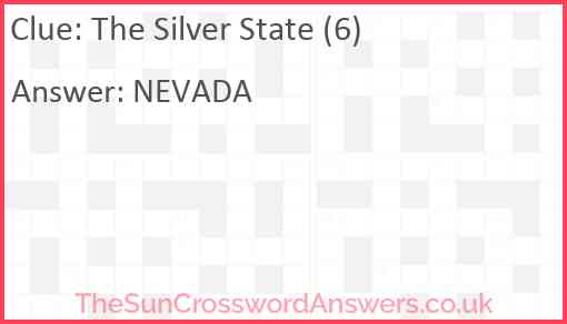 The Silver State (6) Answer