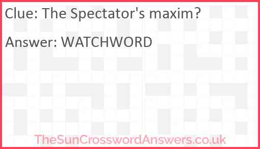 The Spectator's maxim? Answer