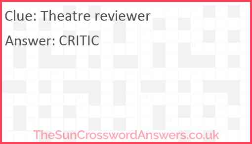 Theatre reviewer Answer