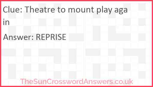 Theatre to mount play again Answer