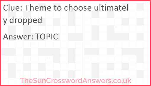 Theme to choose ultimately dropped Answer