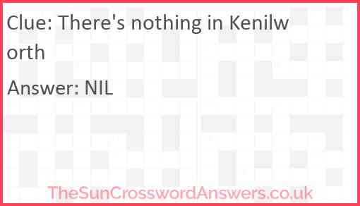 There's nothing in Kenilworth Answer