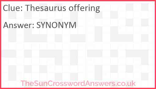 Thesaurus offering Answer