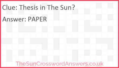 Thesis in The Sun? Answer