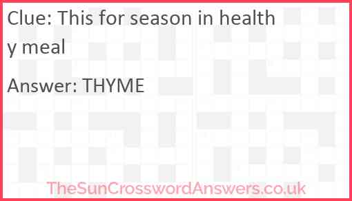 This for season in healthy meal Answer