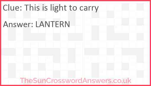 This is light to carry Answer