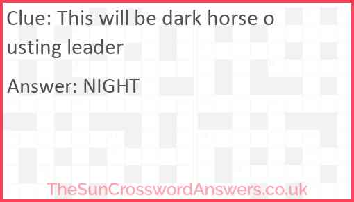 This will be dark horse ousting leader Answer