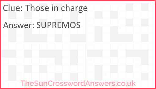 Those in charge crossword clue TheSunCrosswordAnswers co uk