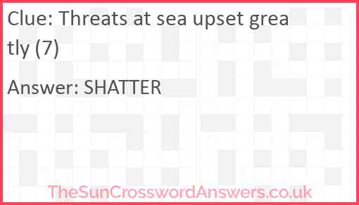 Threats at sea upset greatly (7) Answer