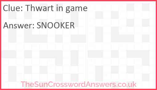 Thwart in game Answer