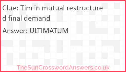 Tim in mutual restructured final demand Answer