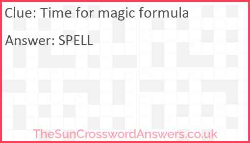 Time for magic formula Answer