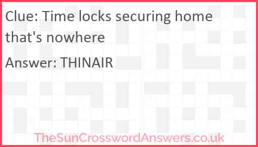 Time locks securing home that's nowhere Answer