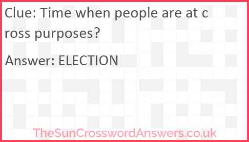 Time when people are at cross purposes? Answer